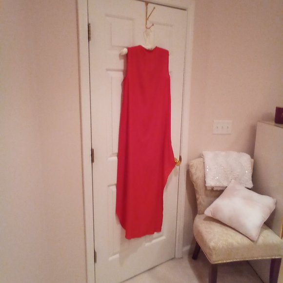 BCBGMAXAZRIA Tara Cascade Gorgeous island red high low dress - Picture 7 of 7